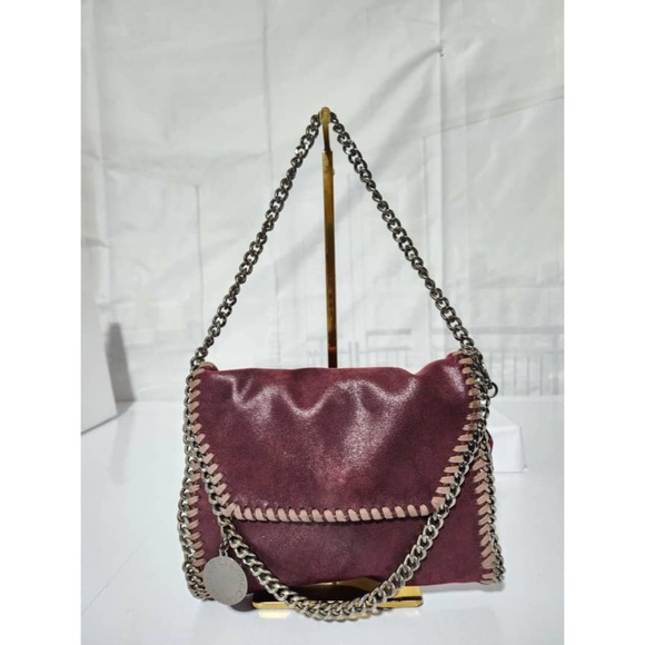 Authentic Stella McCartney Faux Leather Falabella Shoulder Bag Burgundy - Picture 7 of 14